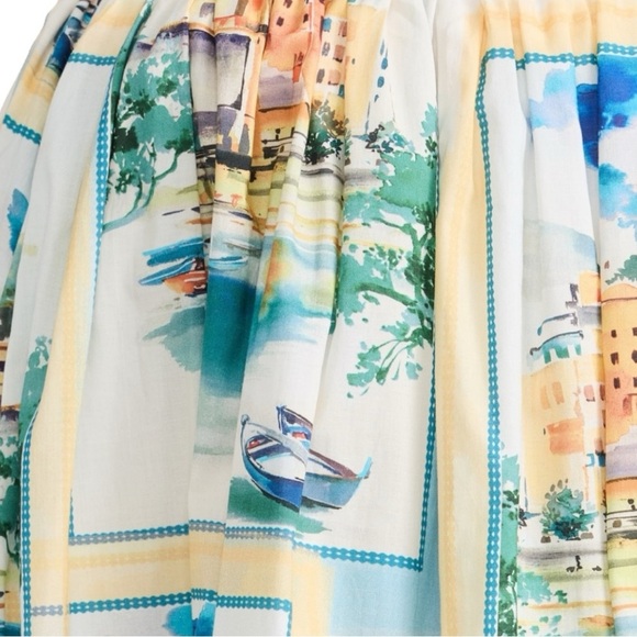 Tahari Scenic Print Maxi Skirt in Blue and Cream S / P - Picture 6 of 6